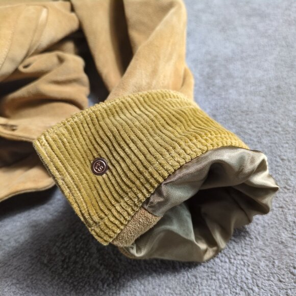 Taylor Stitch Marigold Mens 46 Sand Suede Long Haul Jacket Tan Barn Corduroy Lux - Picture 9 of 11